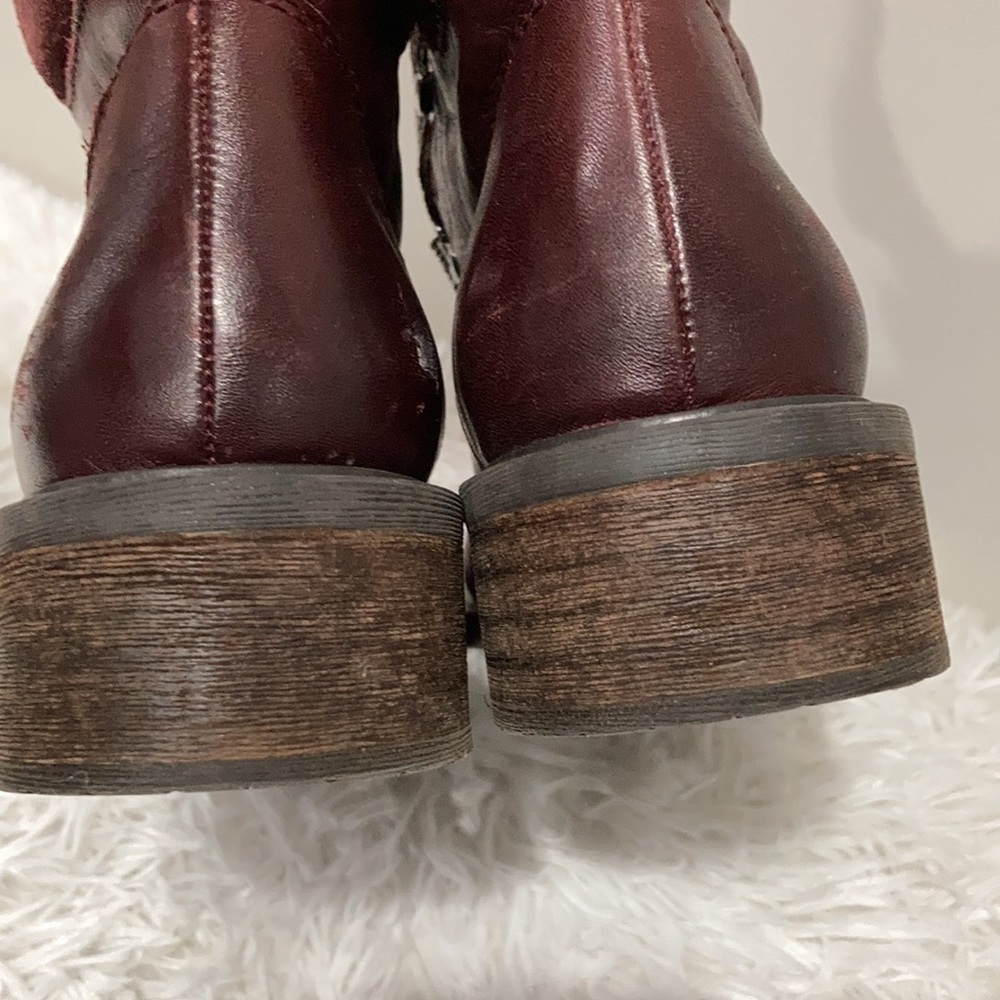 Sam Edelman Darrah Burgundy leather combat boots size 7.5 - Picture 7 of 10